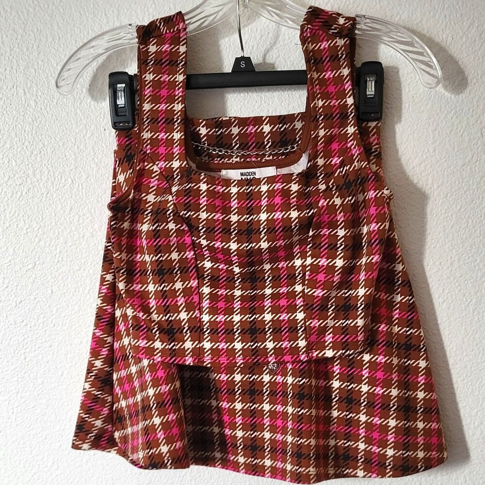 Madden NYC Plaid Brown and Pink Set
